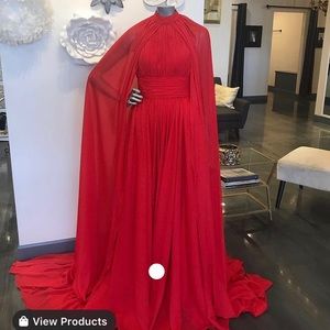 Beautiful SZ4 Johnathan Kanye red gown with cape
